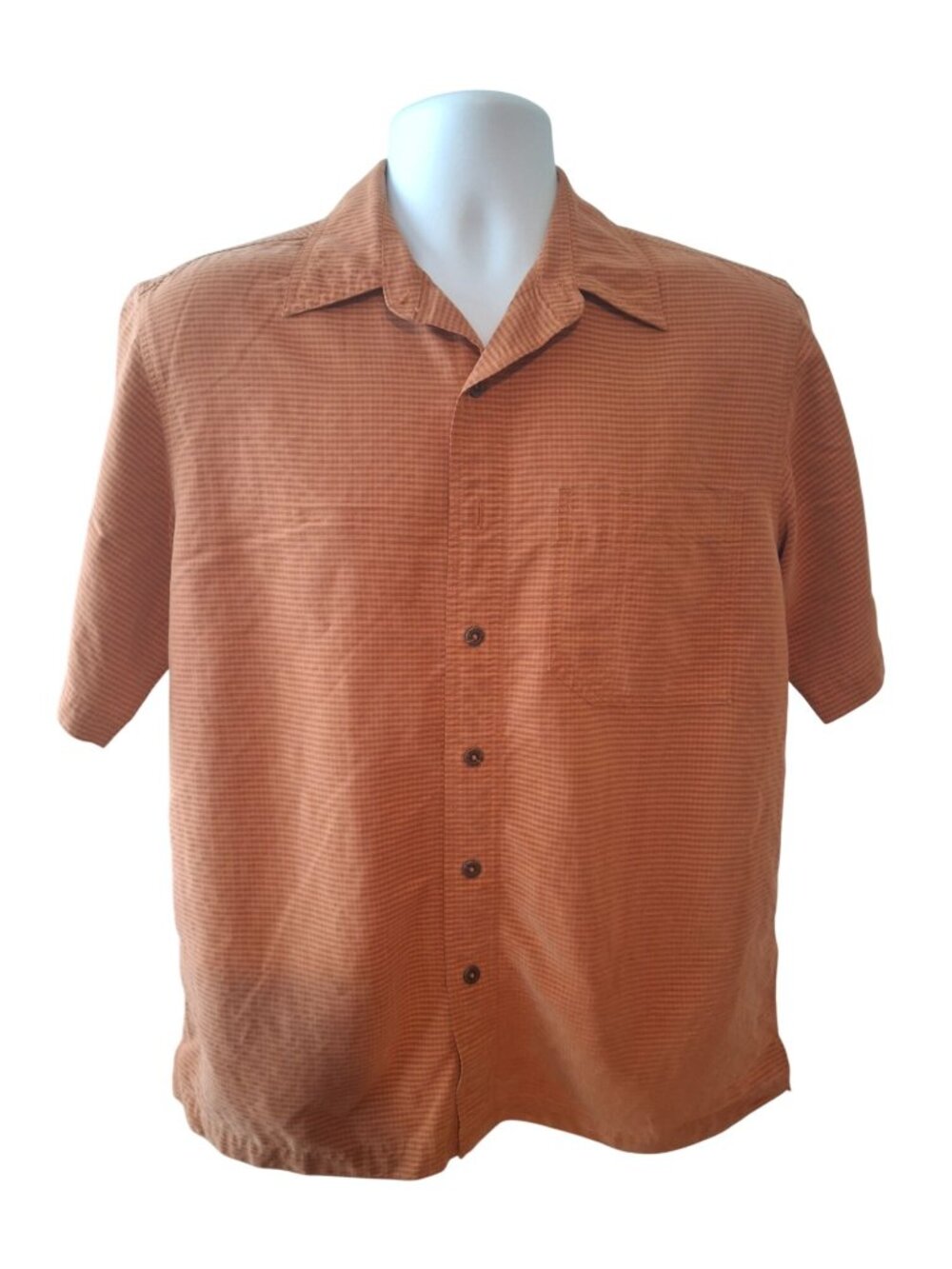 Royal Robbins Orange Check Shirt Mens M Outdoor Gorpcore Hiking Camp Button Up